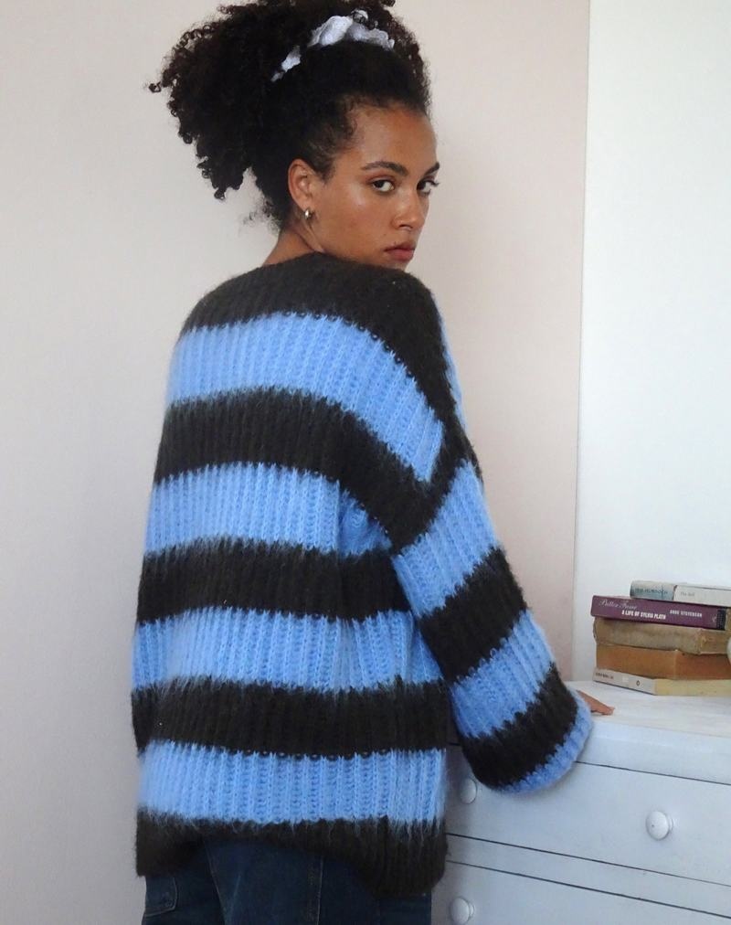 Women's Motel Rocks Daren Knitted Oversized Jumpers Brown Blue | QCW3780GZ