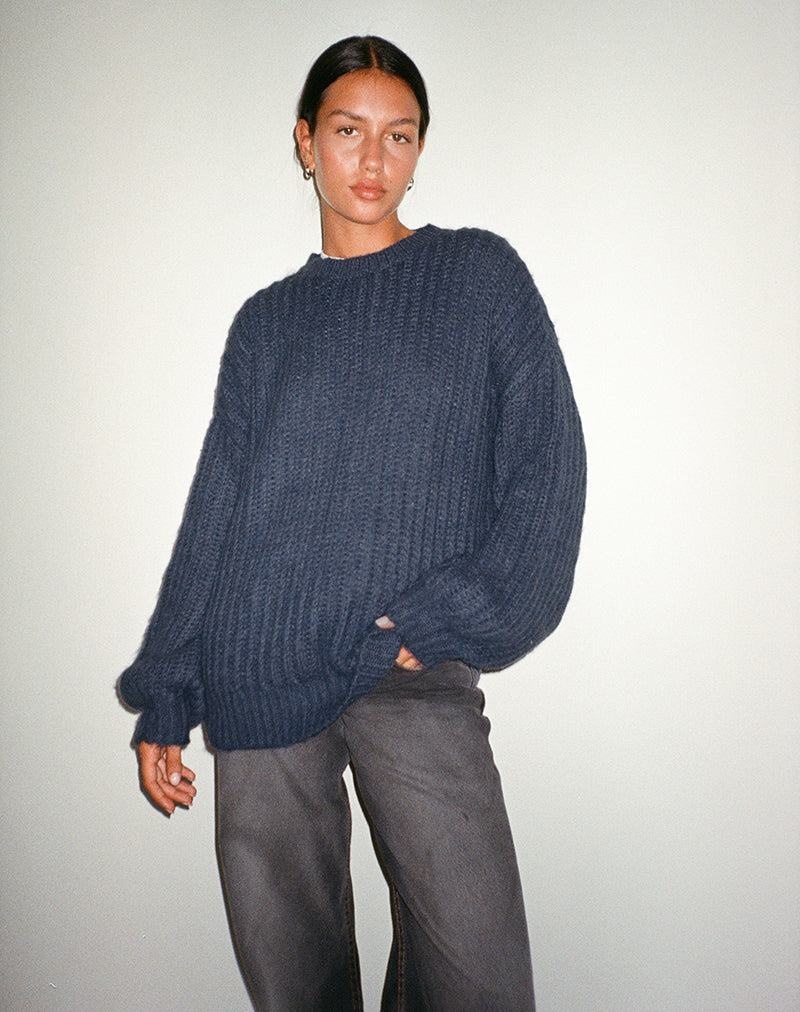 Women's Motel Rocks Daren Oversized Knitted Jumpers Navy | LEB3488KI