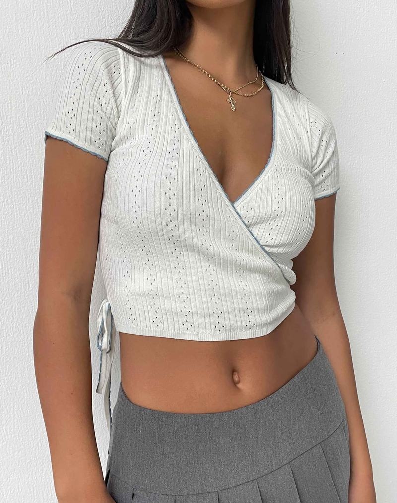 Women's Motel Rocks Delilah Wrap Cropped Tops White | EGR8288LQ