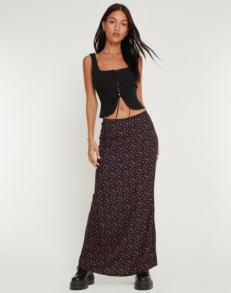 Women's Motel Rocks Easton Maxi Skirts Dark Pink Black | XJY5115RK