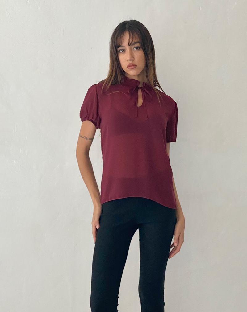 Women's Motel Rocks Enzo High Neck Blouse Red | RJZ654CH