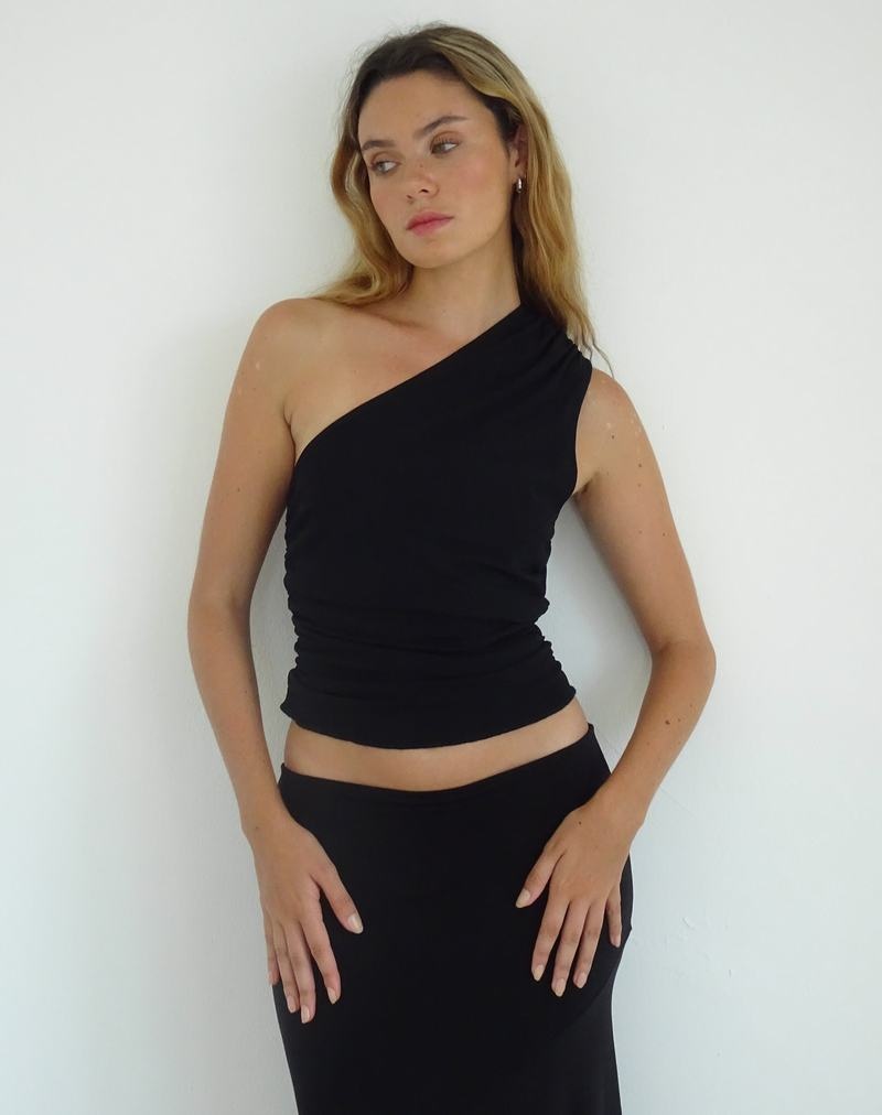 Women's Motel Rocks Evelina One Shoulder Vest Black | PWG6982NO