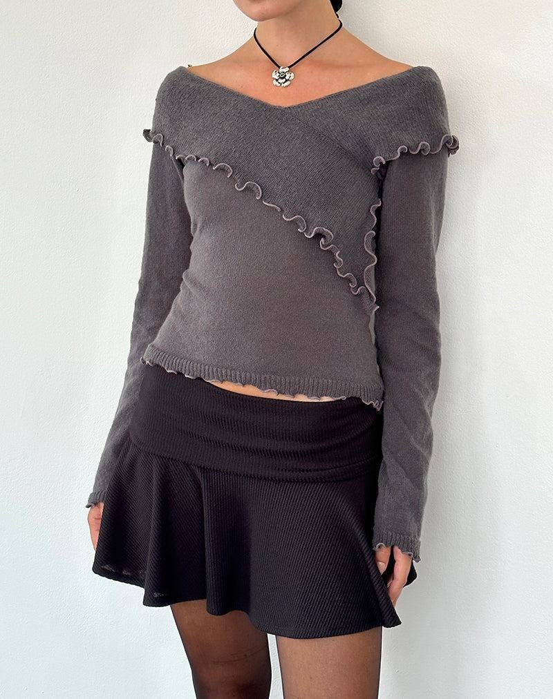 Women's Motel Rocks Febby Sheer Knit Jumpers Dark Grey | VJP6452CR