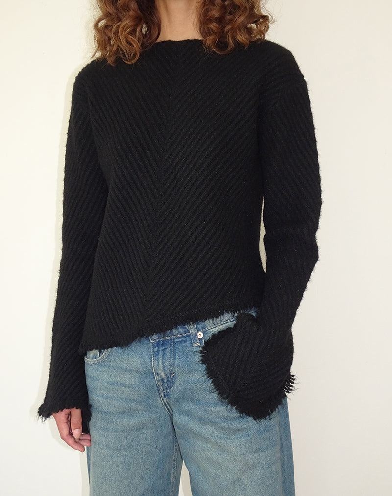 Women's Motel Rocks Fergie Asymmetric Knit Jumpers Black | OPT1440CK