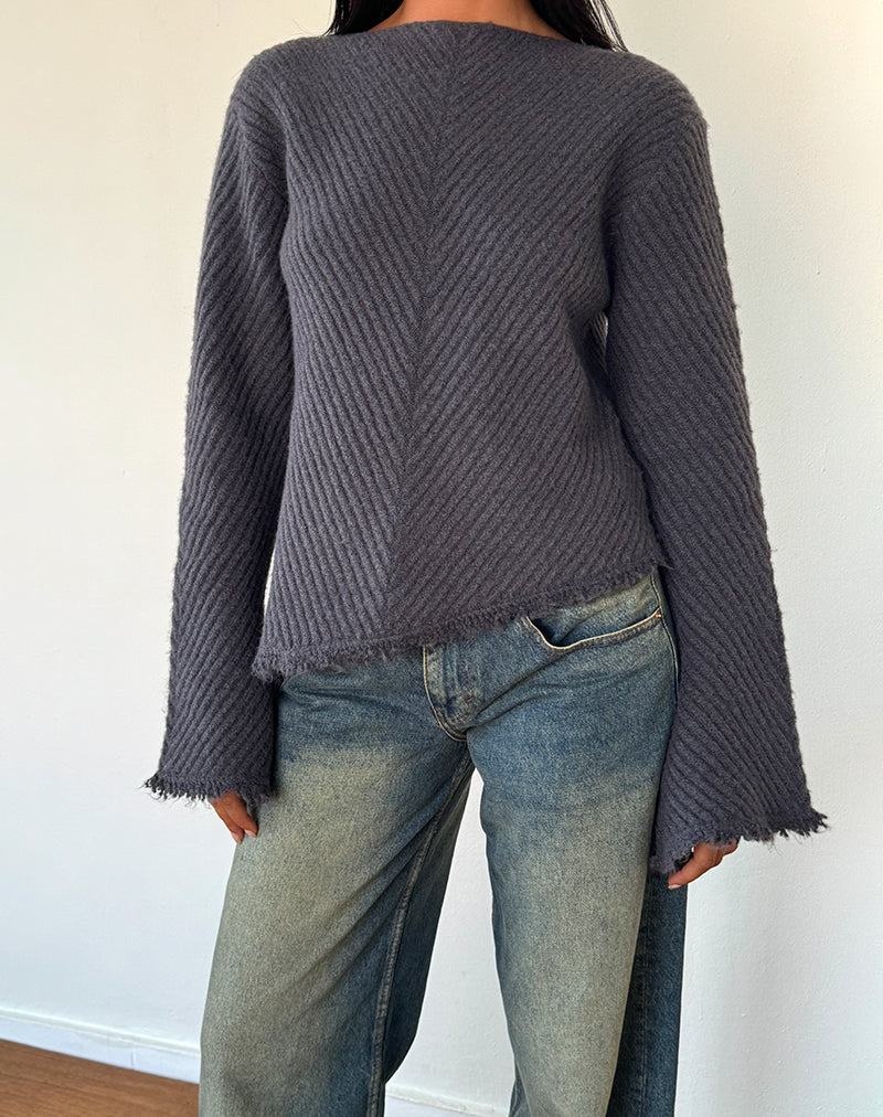 Women's Motel Rocks Fergie Asymmetric Knit Jumpers Blue Grey | MNP9966QB