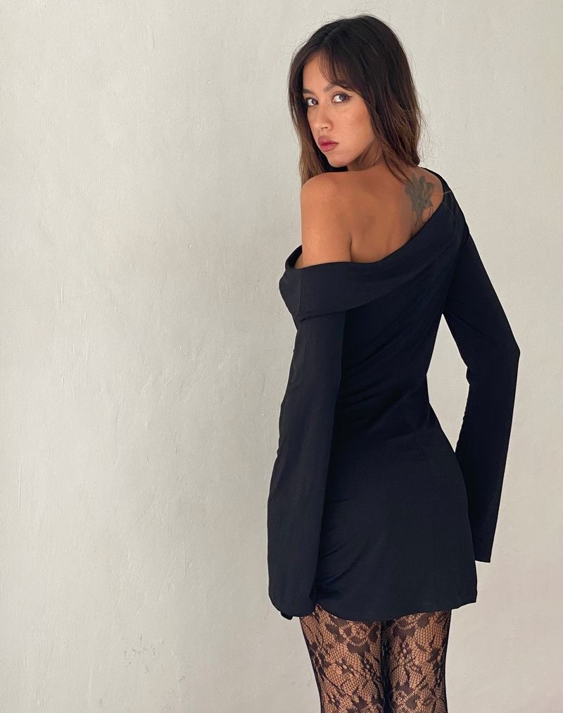 Women's Motel Rocks Fliss Asymmetric Mini Dress Black | IFM729JS