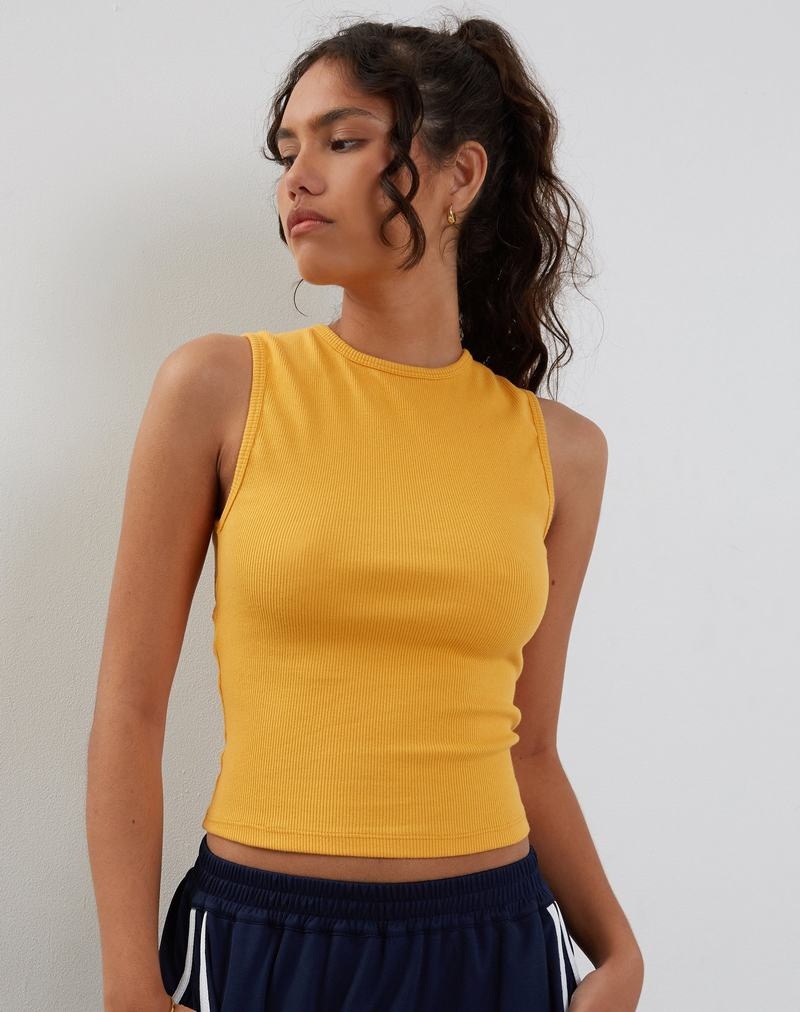 Women's Motel Rocks Gelsho Open Back Tank Top Yellow | NWV696NR