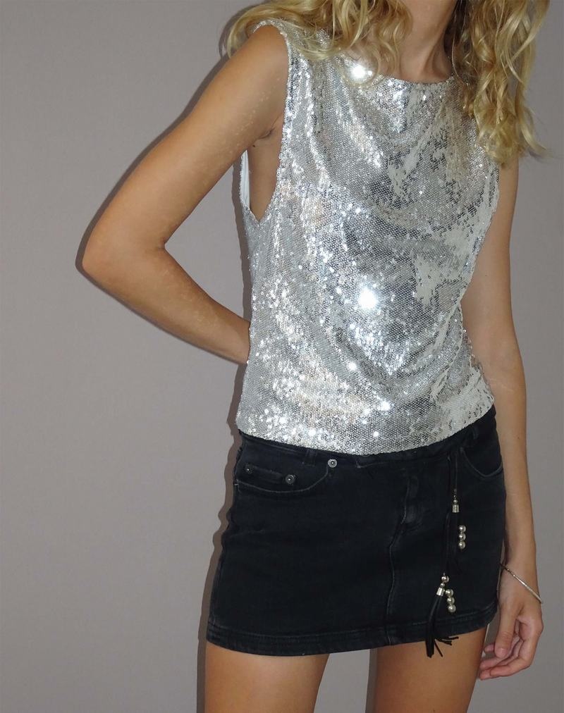 Women's Motel Rocks Hala Top Vest Silver | FUE4533IW