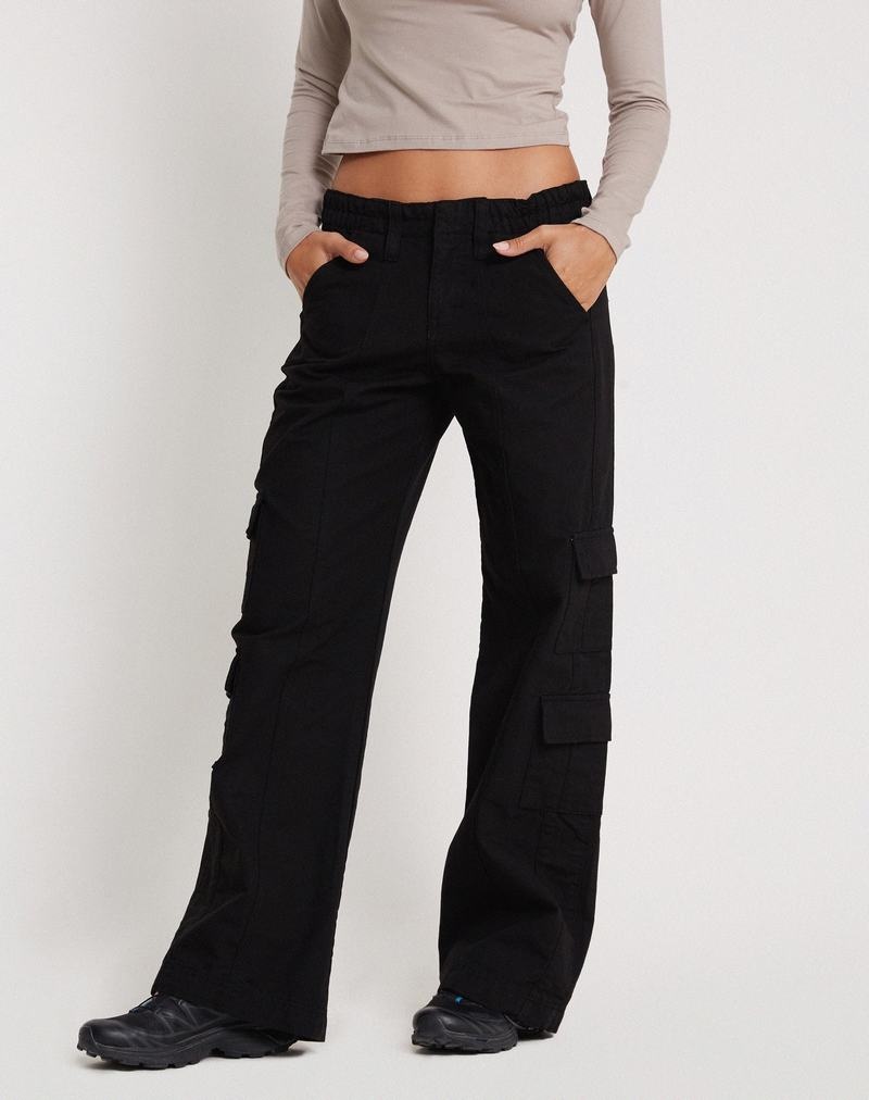 Women's Motel Rocks Hansa Cargo Trousers Black | XUX7081LD