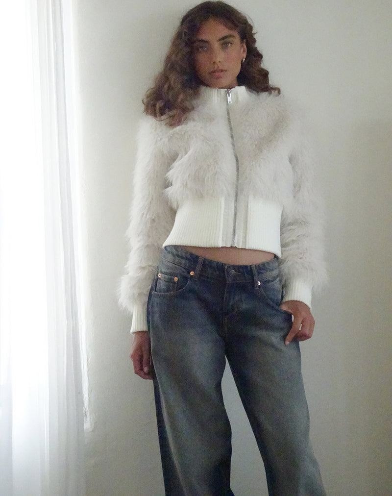 Women's Motel Rocks Homari Shaggy Faux Fur Jackets Cream White | VFH9140AK