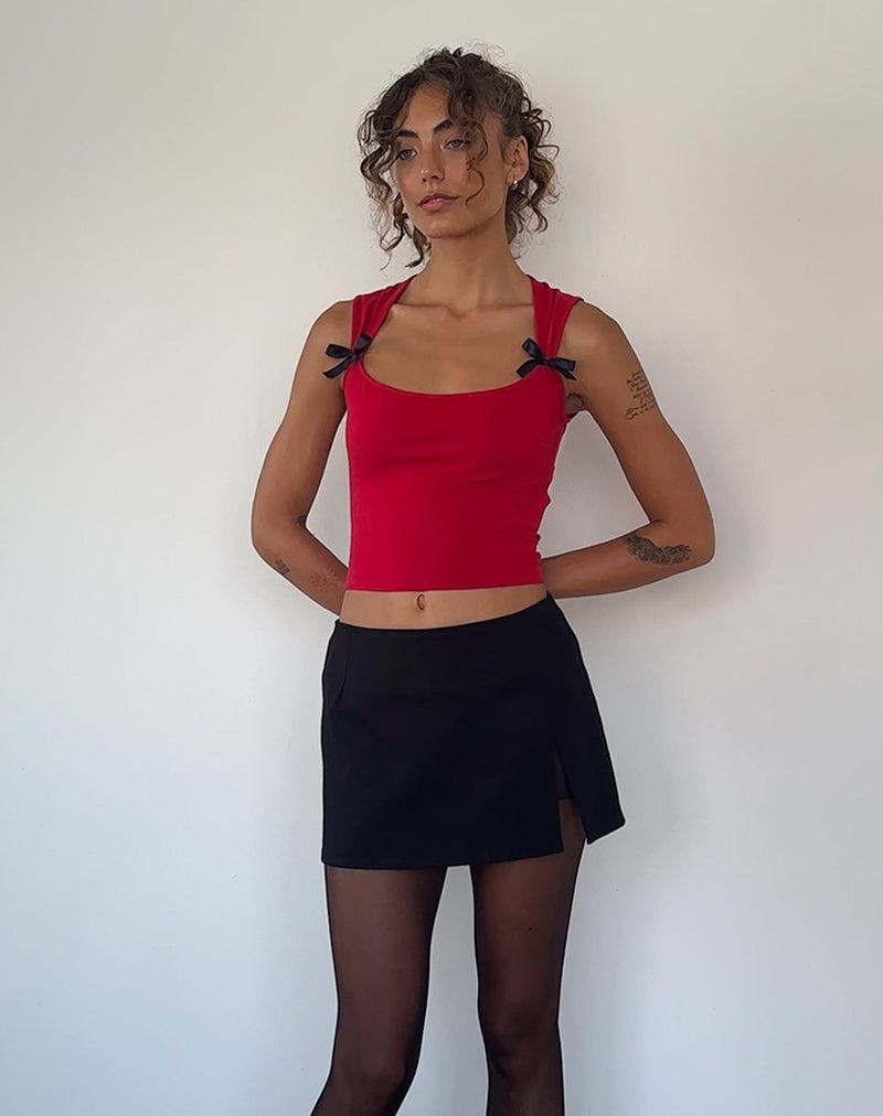 Women's Motel Rocks Jiniso Cropped Tops Red Black | AFV783QK