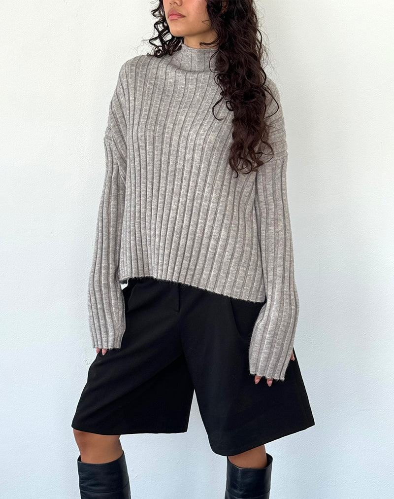 Women's Motel Rocks Judah Oversized Chunky Rib Knit Jumpers Light Grey | DNI7961GH