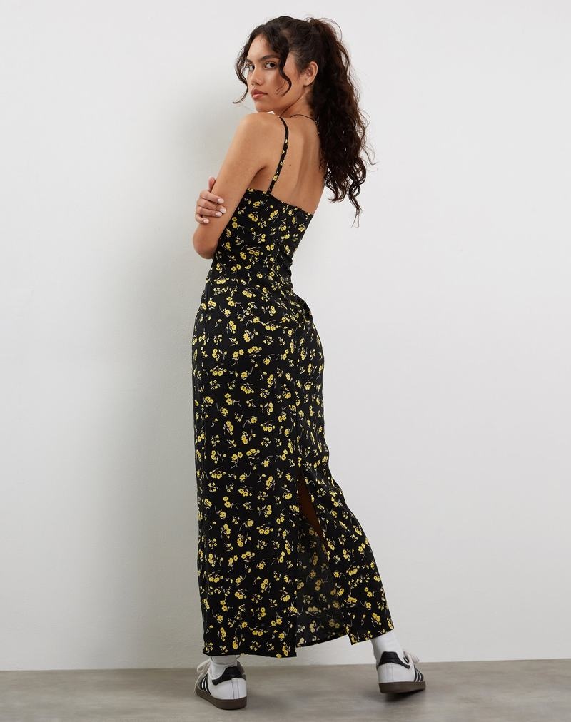 Women's Motel Rocks Kafka Maxi Dress Black Yellow | ATB6560UK