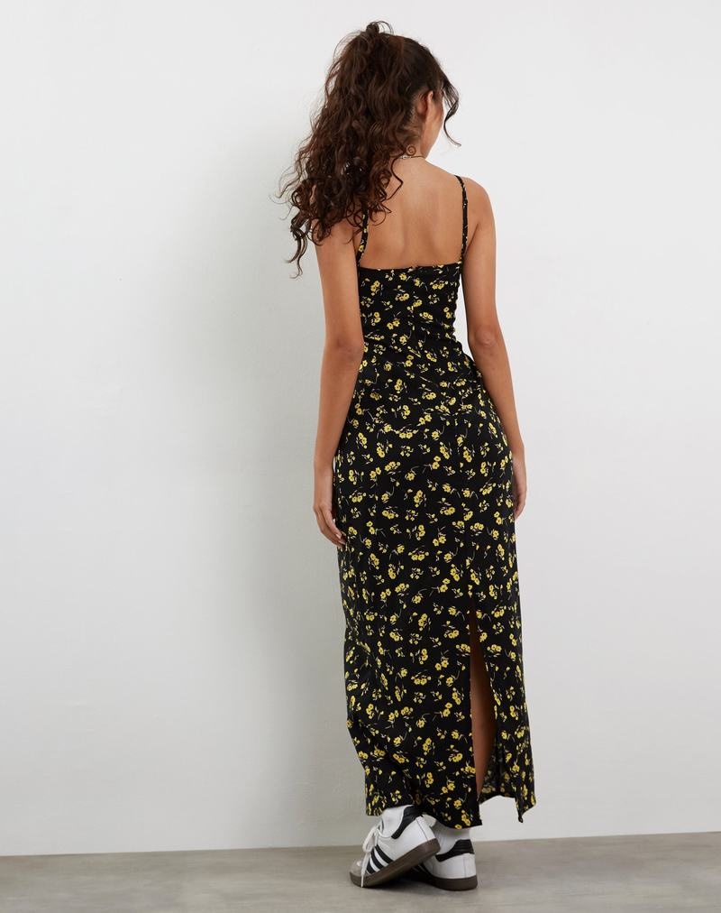 Women's Motel Rocks Kafka Maxi Dress Black Yellow | ATB6560UK