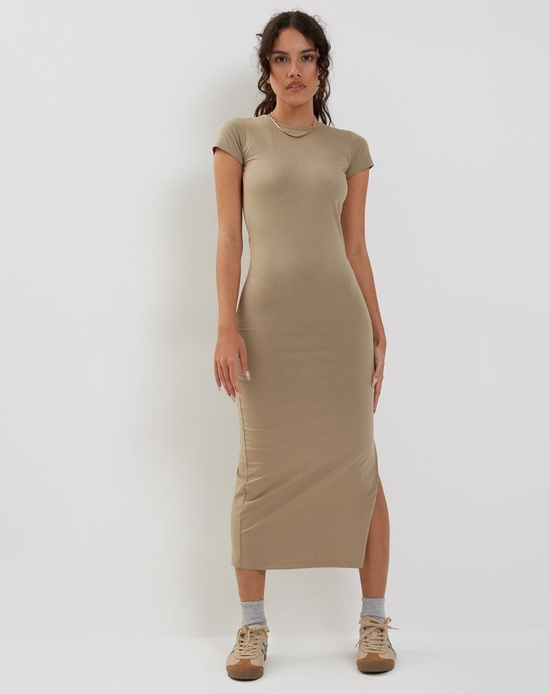 Women's Motel Rocks Kasor Open Back Midi Dress Brown | YZG4126SB