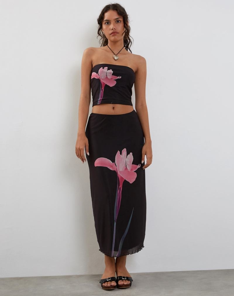 Women's Motel Rocks Lassie Midi Skirts Black Pink | MOW655VI