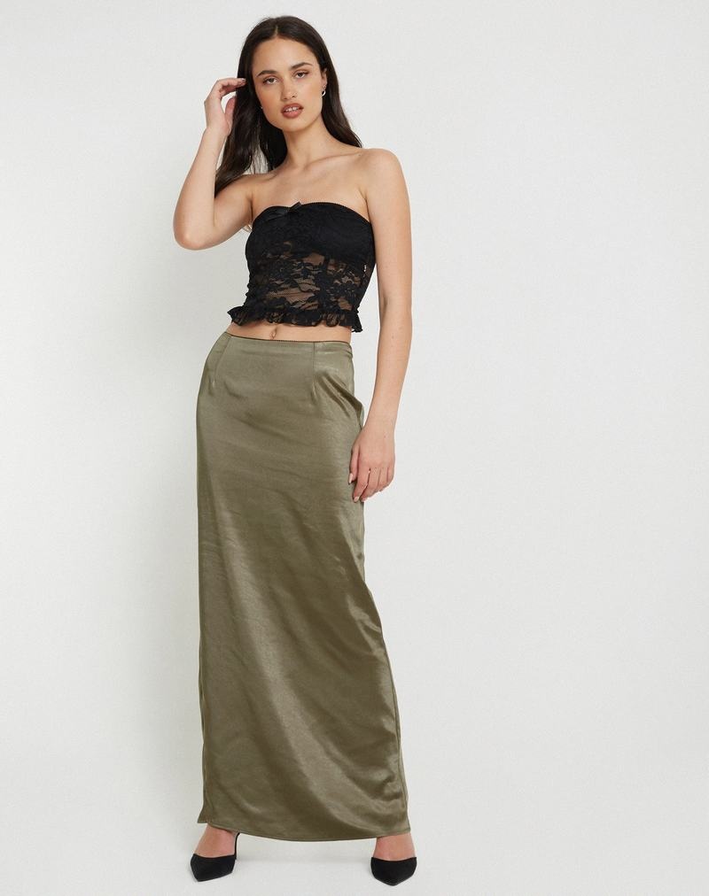 Women's Motel Rocks Layla Maxi Skirts Dark Green | GDZ677XG