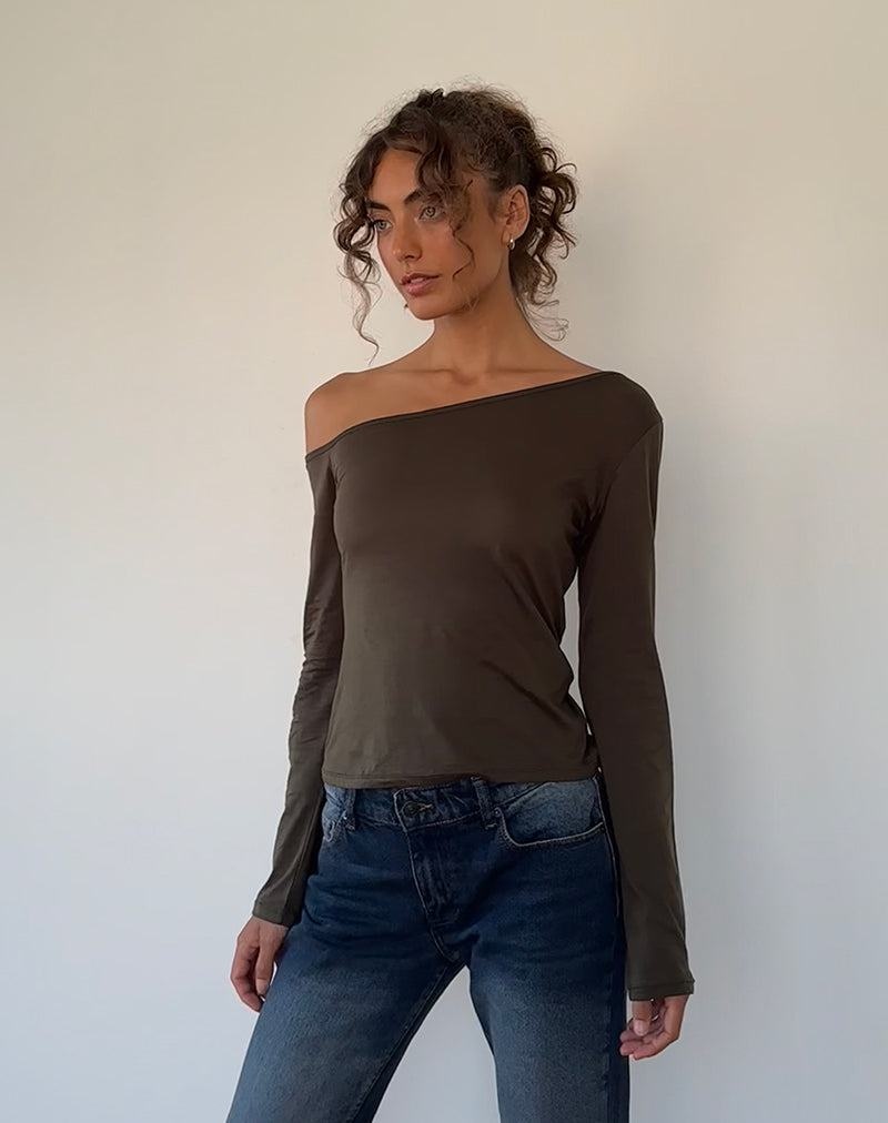 Women's Motel Rocks Ledez Asymmetrical Slouchy T Shirts Green | MTC276JZ