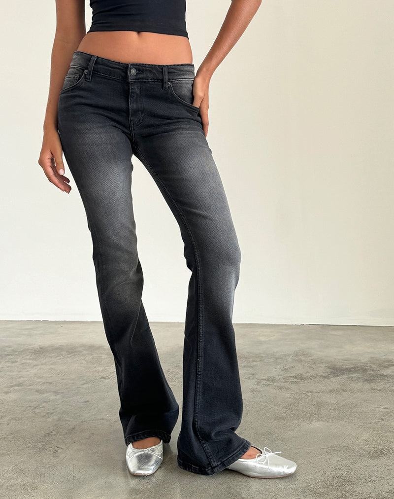 Women's Motel Rocks Low Rise Flared Jeans Black | AVR1211BQ