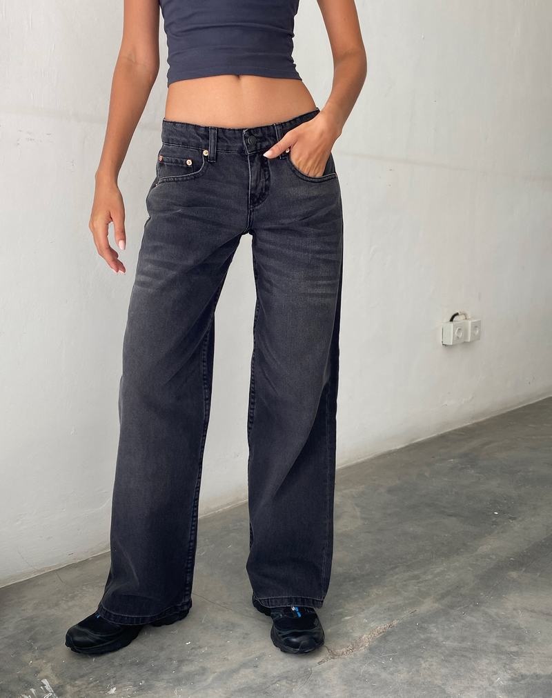 Women's Motel Rocks Low Rise Parallel Jeans Black | RXE1912HW