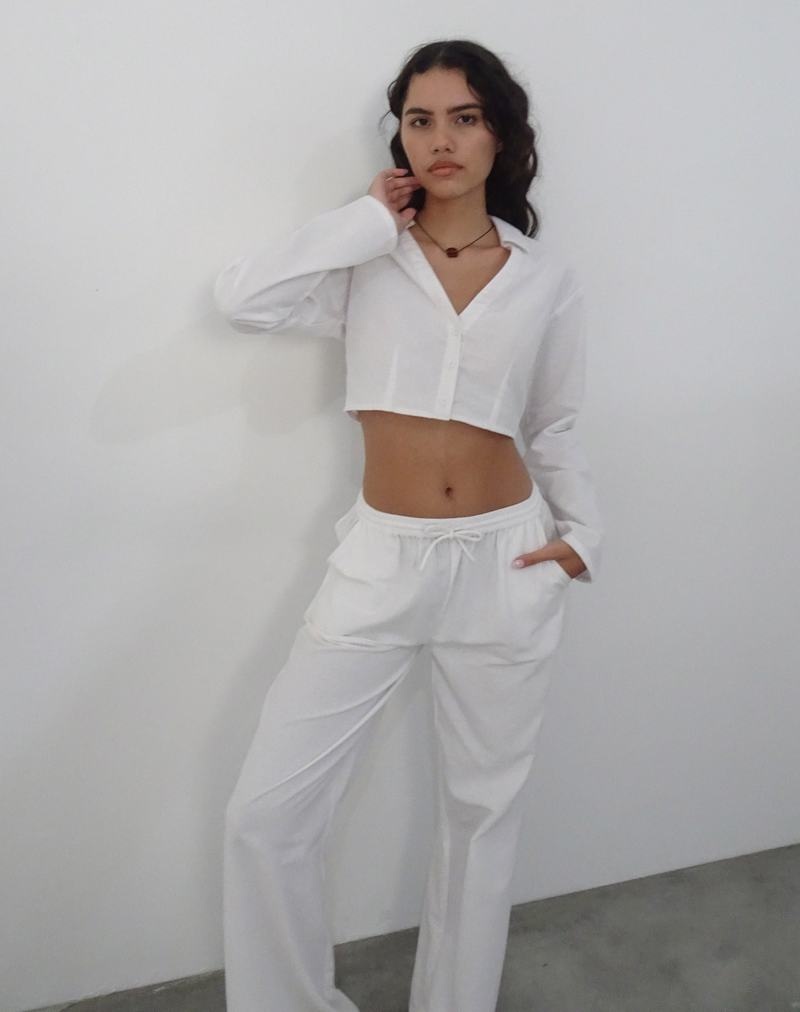 Women's Motel Rocks Lyse Super Cropped Shirt Cropped Tops White | YEB526VK