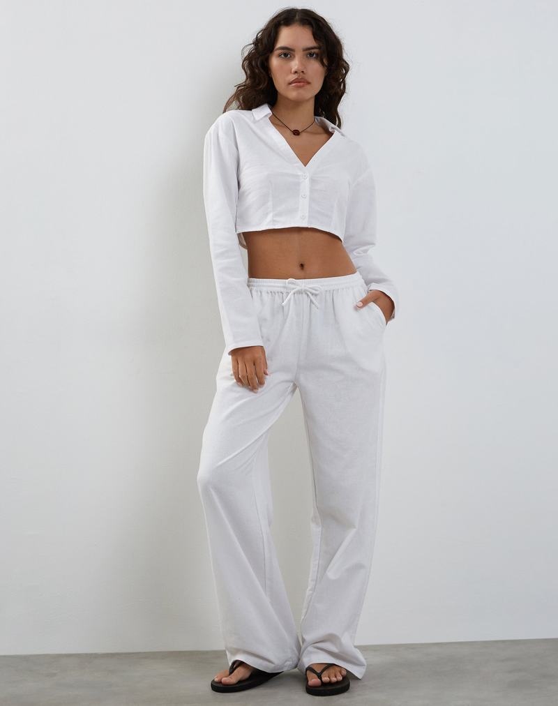 Women's Motel Rocks Lyse Super Cropped Shirt Cropped Tops White | YEB526VK