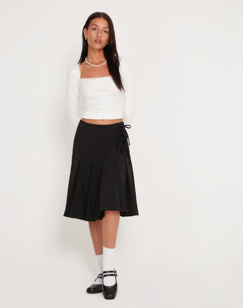 Women's Motel Rocks Madelyn Pleated Midi Skirts Black | ZXM5157WU