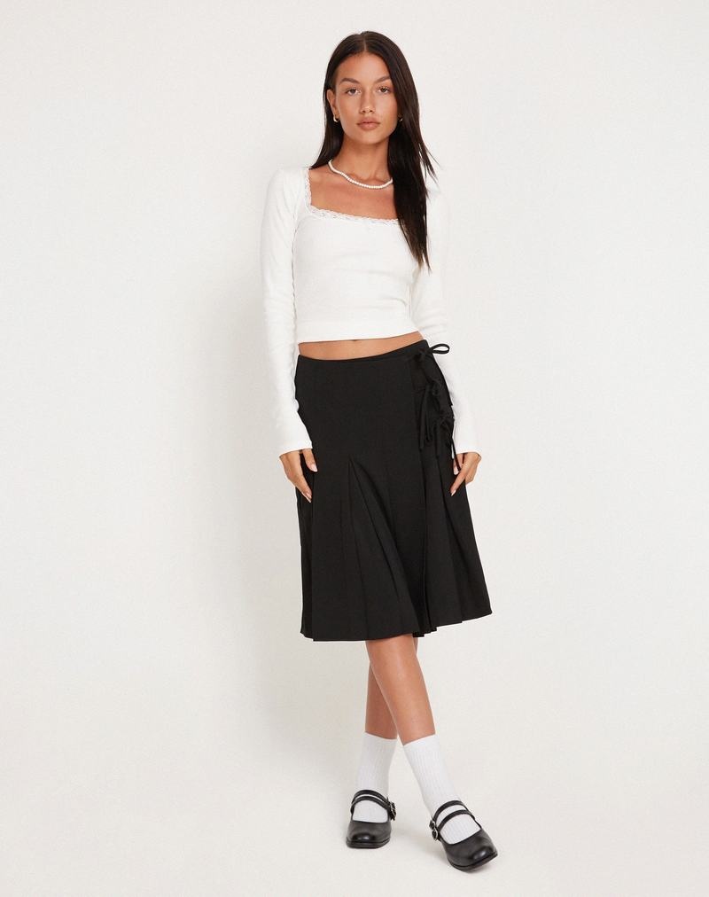 Women's Motel Rocks Madelyn Pleated Midi Skirts Black | ZXM5157WU