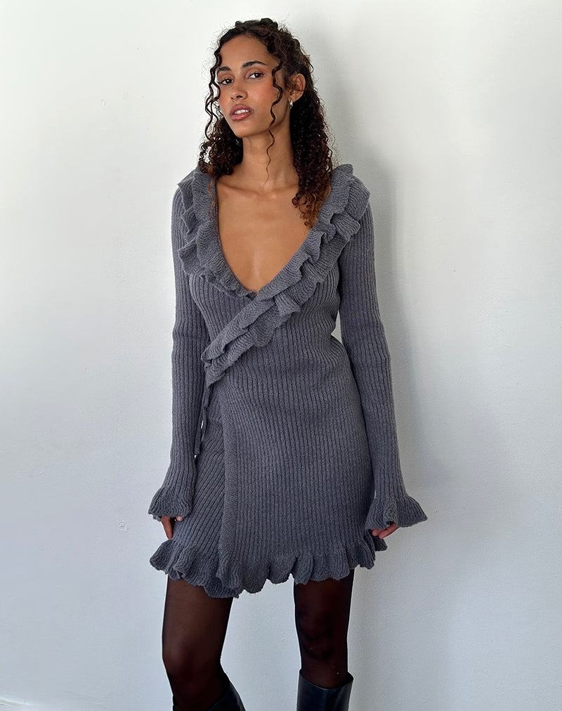 Women\'s Motel Rocks Marianna Long Sleeve Knitted Mini Dress Dark Grey | POC2787WV