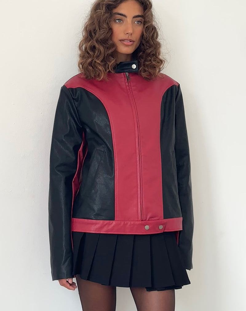 Women's Motel Rocks Marion Pu Biker Jacket Red Black | UHH2282UJ