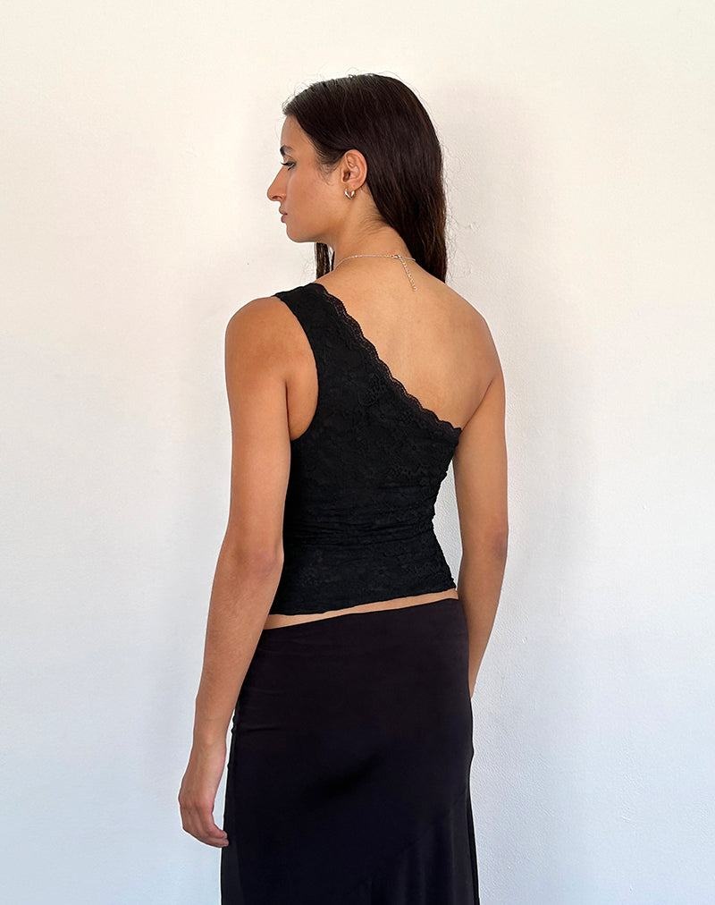 Women's Motel Rocks Moira One Shoulder Lace Vest Black | TRT8671PQ