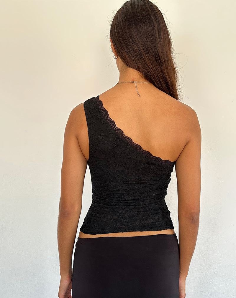 Women's Motel Rocks Moira One Shoulder Lace Vest Black | TRT8671PQ