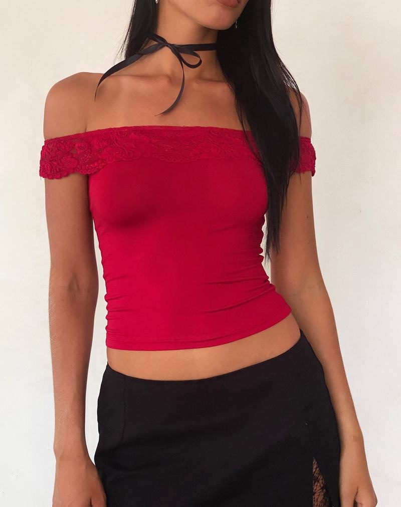 Women's Motel Rocks Nesel Bardot Vest Red | MVN1468XP