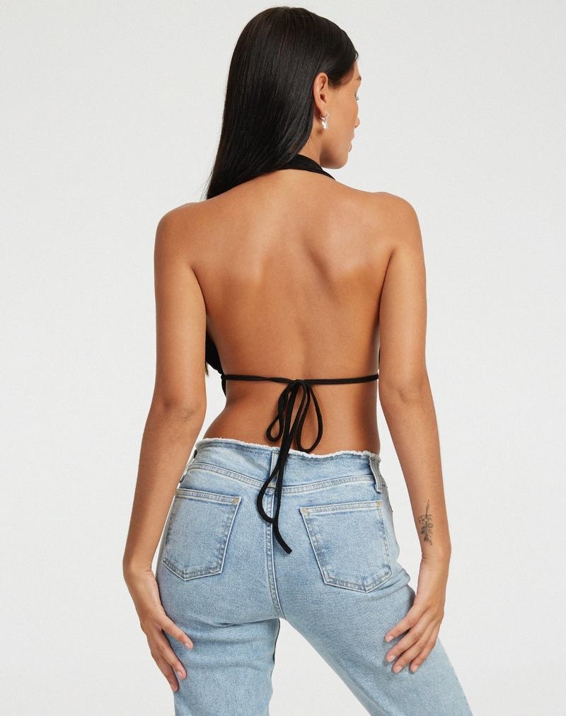 Women's Motel Rocks Nindita Cropped Tops Black | EEH3698PC