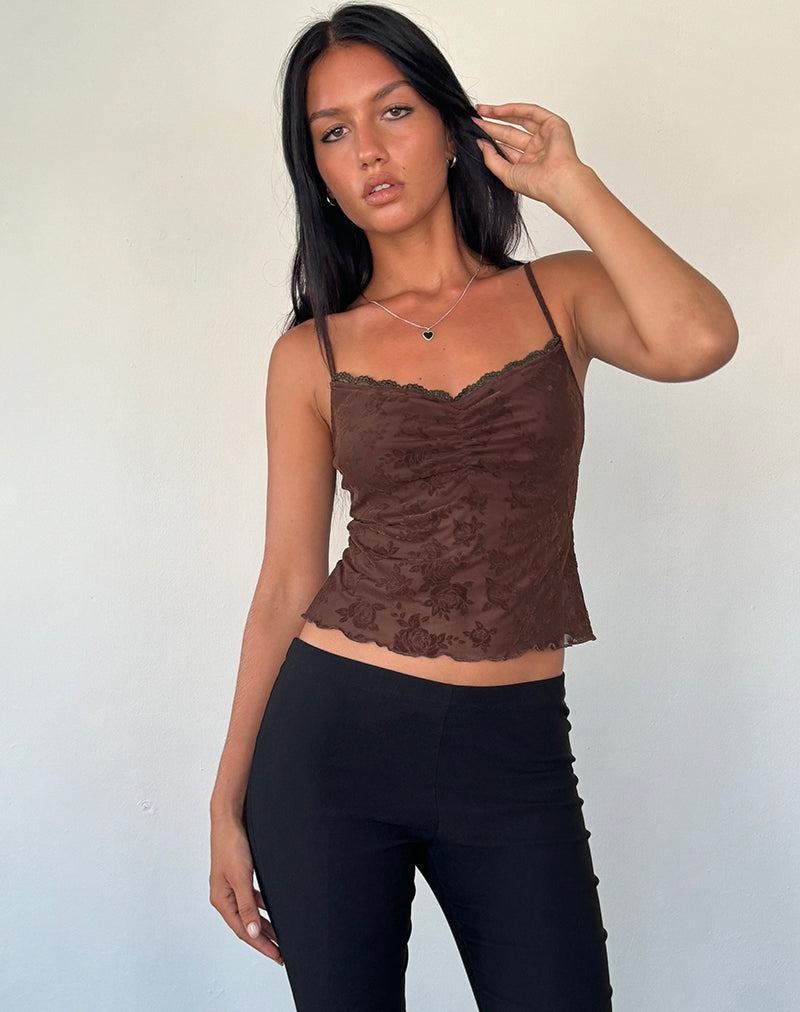 Women's Motel Rocks Noira Cami Cropped Tops Brown Rose | UJZ4849TZ