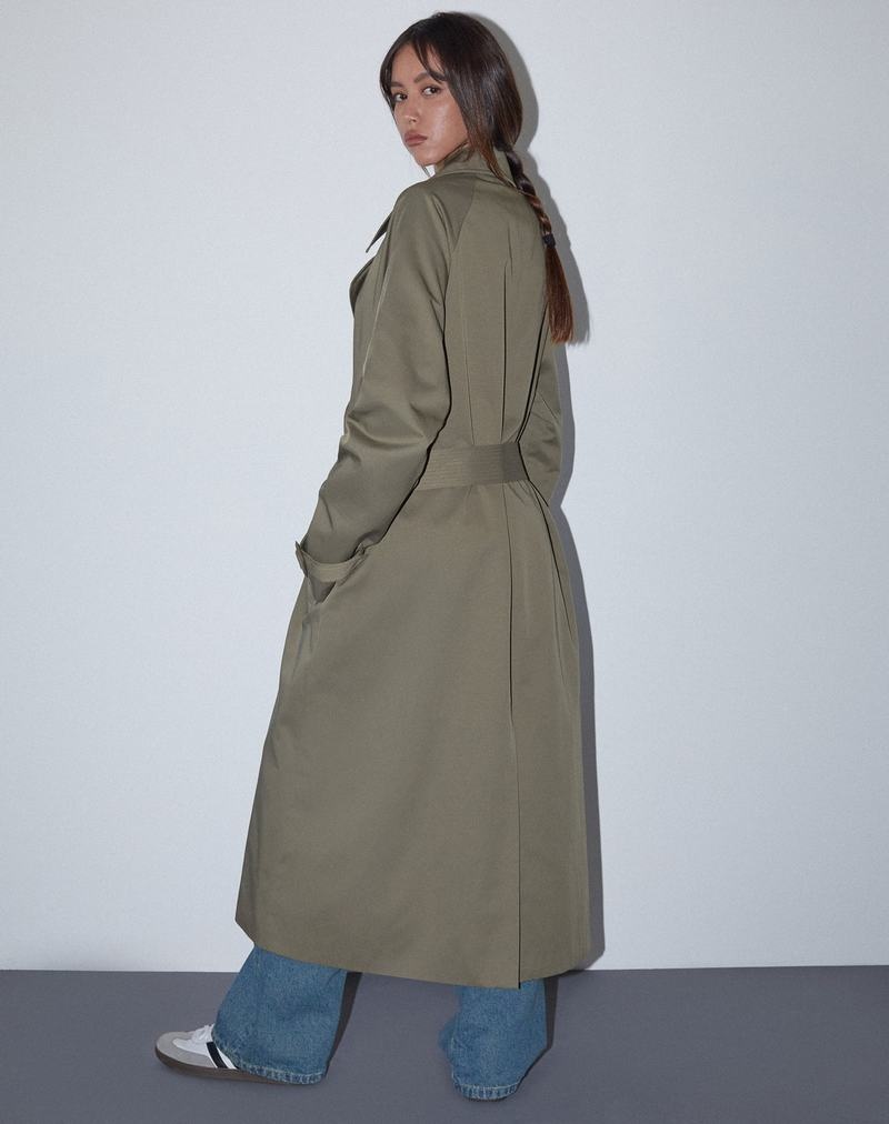 Women's Motel Rocks Orcati Trench Coat Khaki | MLP9238SW