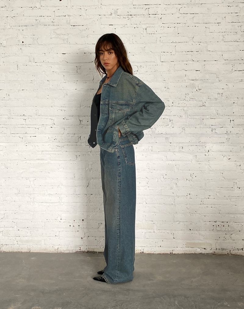 Women's Motel Rocks Oversized Denim Jackets Brown Blue | SVS8265ZF