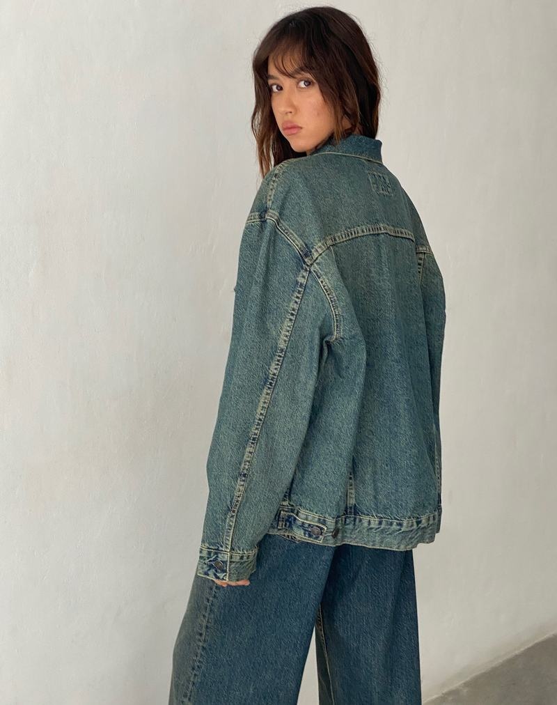 Women's Motel Rocks Oversized Denim Jackets Brown Blue | SVS8265ZF