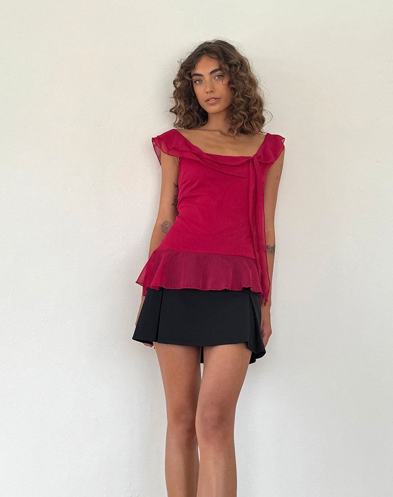 Women's Motel Rocks Piro Ruffle Longline Vest Red | OJL1462QH