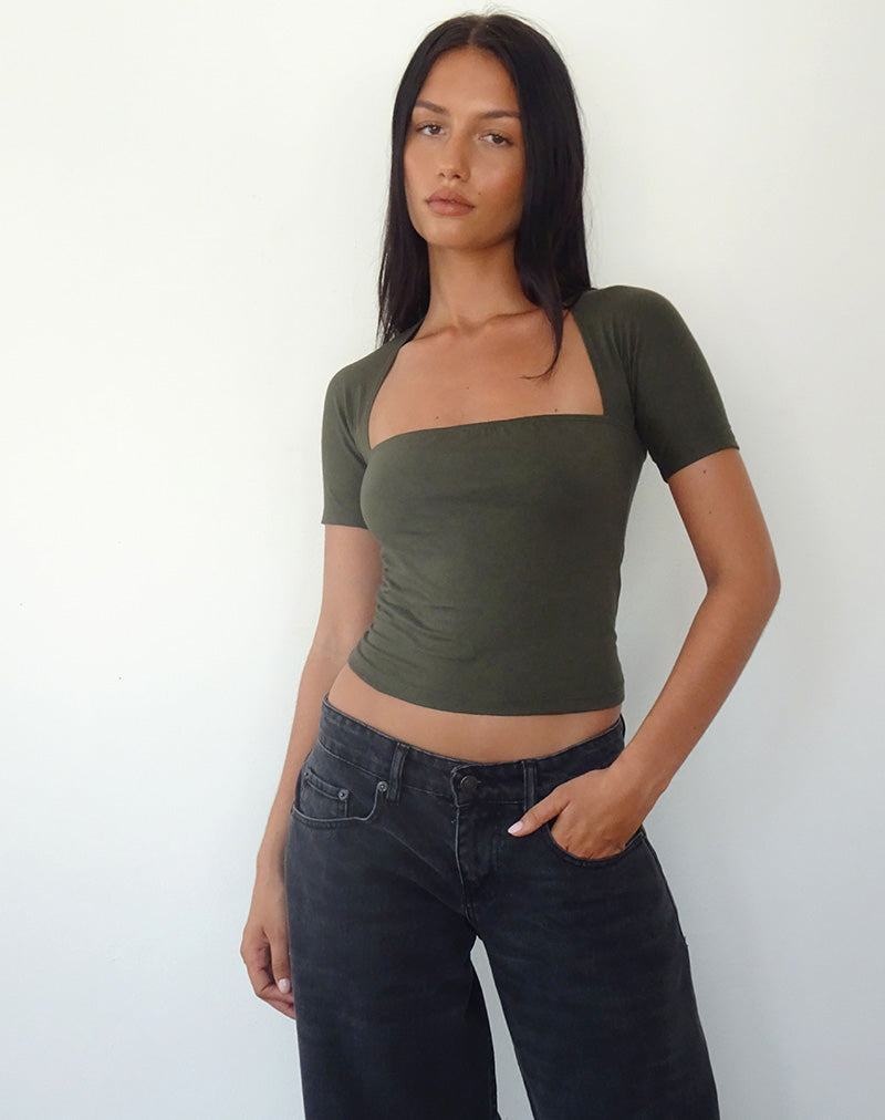 Women\'s Motel Rocks Requa Cropped Tops Green | LQW5323BK