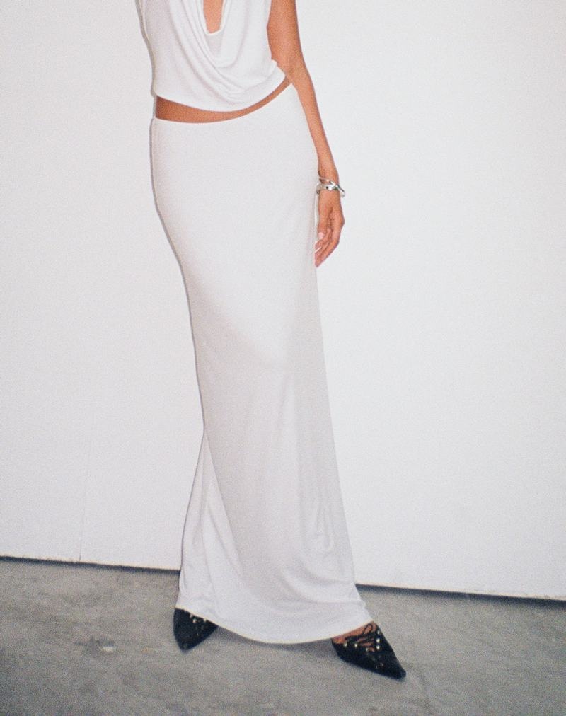 Women's Motel Rocks Rim Jersey Maxi Skirts White | VJH5111NM