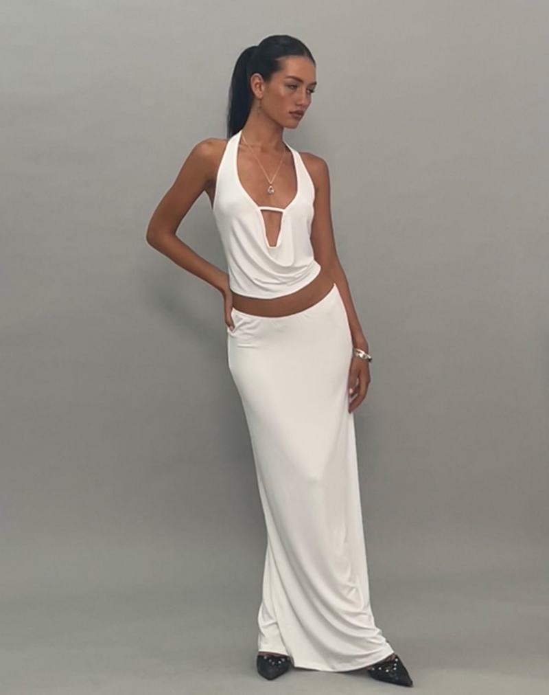 Women's Motel Rocks Rim Jersey Maxi Skirts White | VJH5111NM