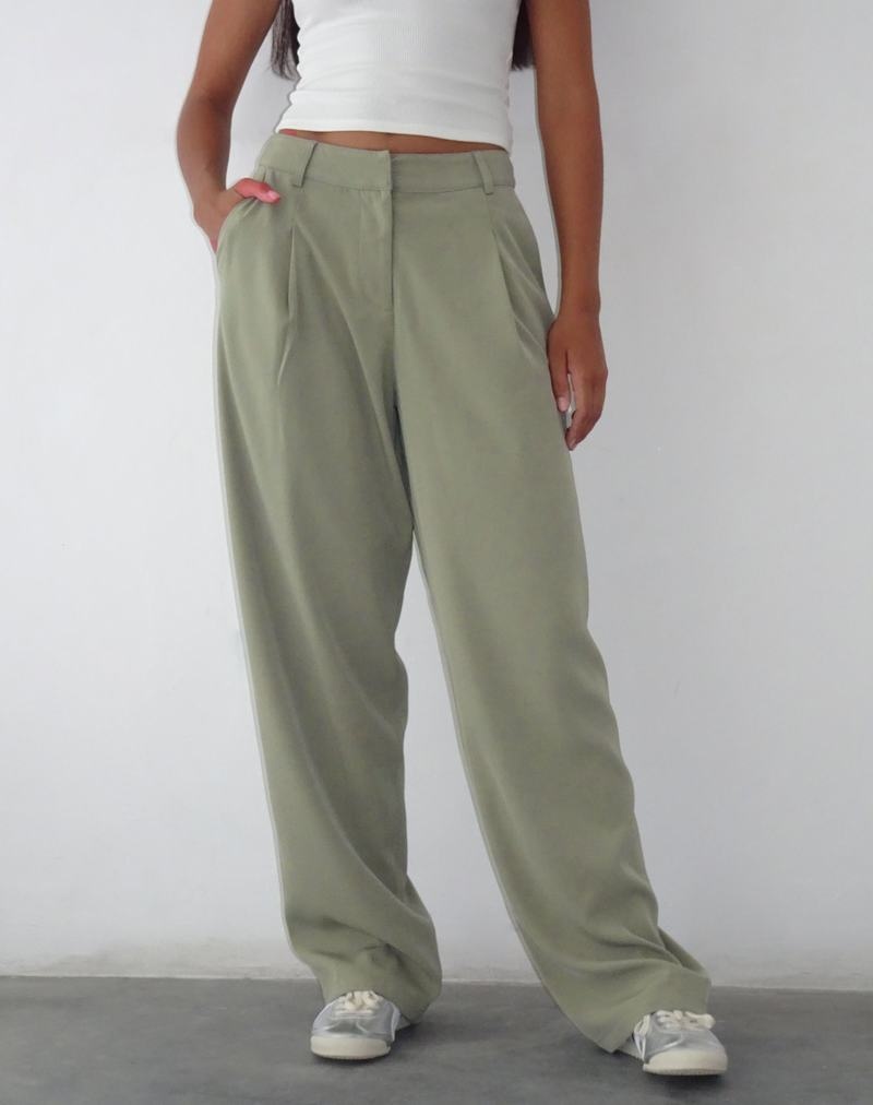 Women's Motel Rocks Sakaria Wide Leg Trousers Grey Green | GGM6992NL