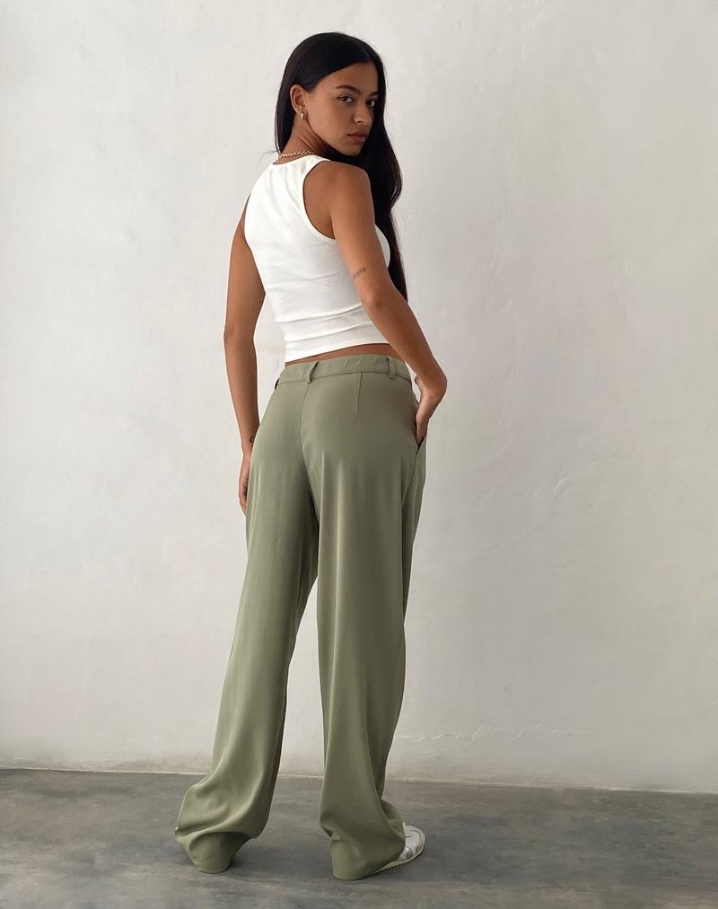 Women's Motel Rocks Sakaria Wide Leg Trousers Grey Green | GGM6992NL