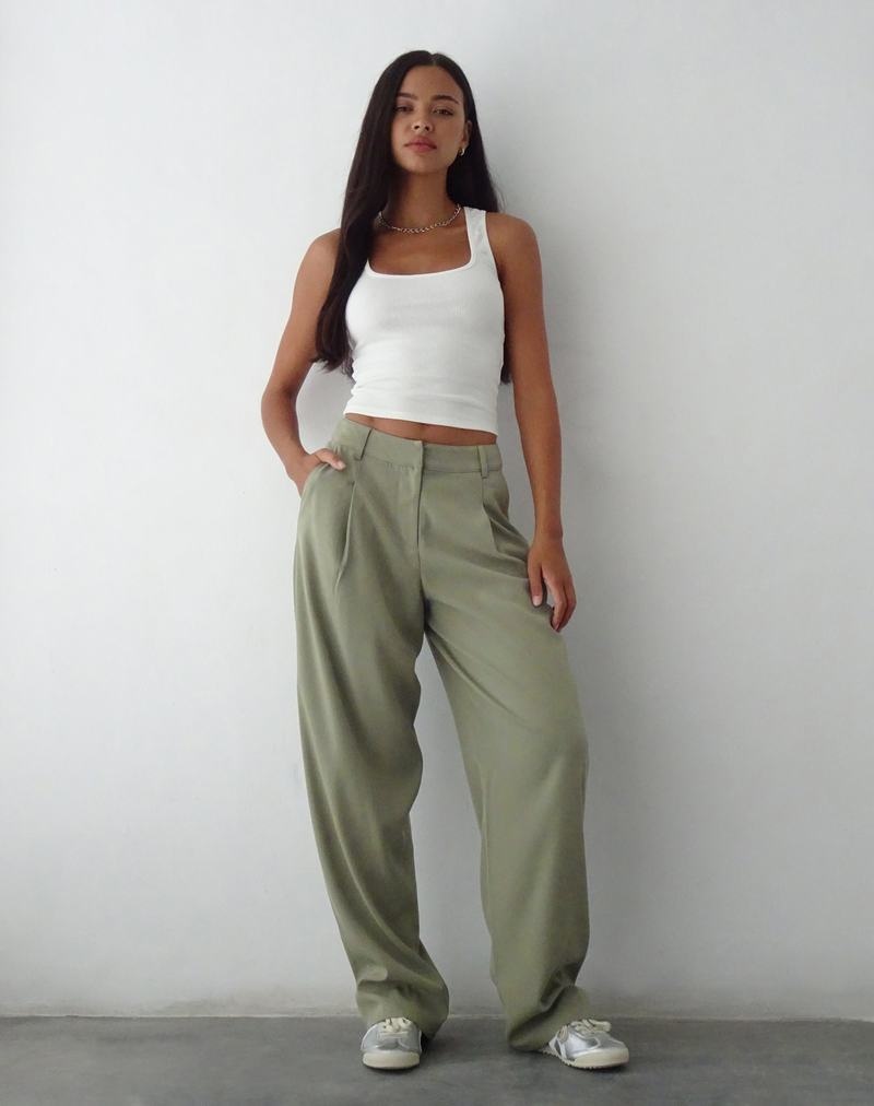 Women\'s Motel Rocks Sakaria Wide Leg Trousers Grey Green | GGM6992NL