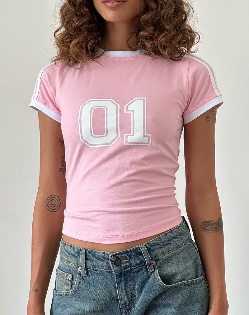 Women\'s Motel Rocks Salda Sporty Tee T Shirts Pink White | RXS7866QH