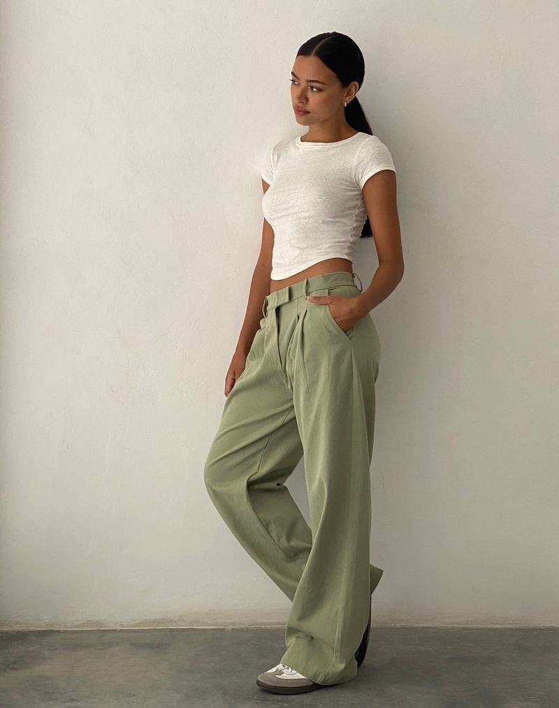 Women's Motel Rocks Satria Extra Wide Trousers Green | RCJ7438MA