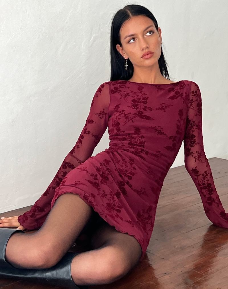 Women's Motel Rocks Sevila Long Sleeve Mini Dress Red | VCB4693OI