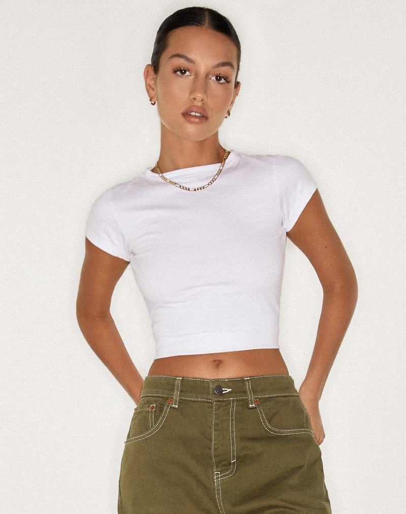 Women's Motel Rocks Surtie Cropped Tops White | DDP19TY