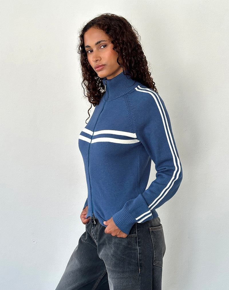 Women's Motel Rocks Talisa Sporty Zip Through Jackets Navy White | KRM5388HV